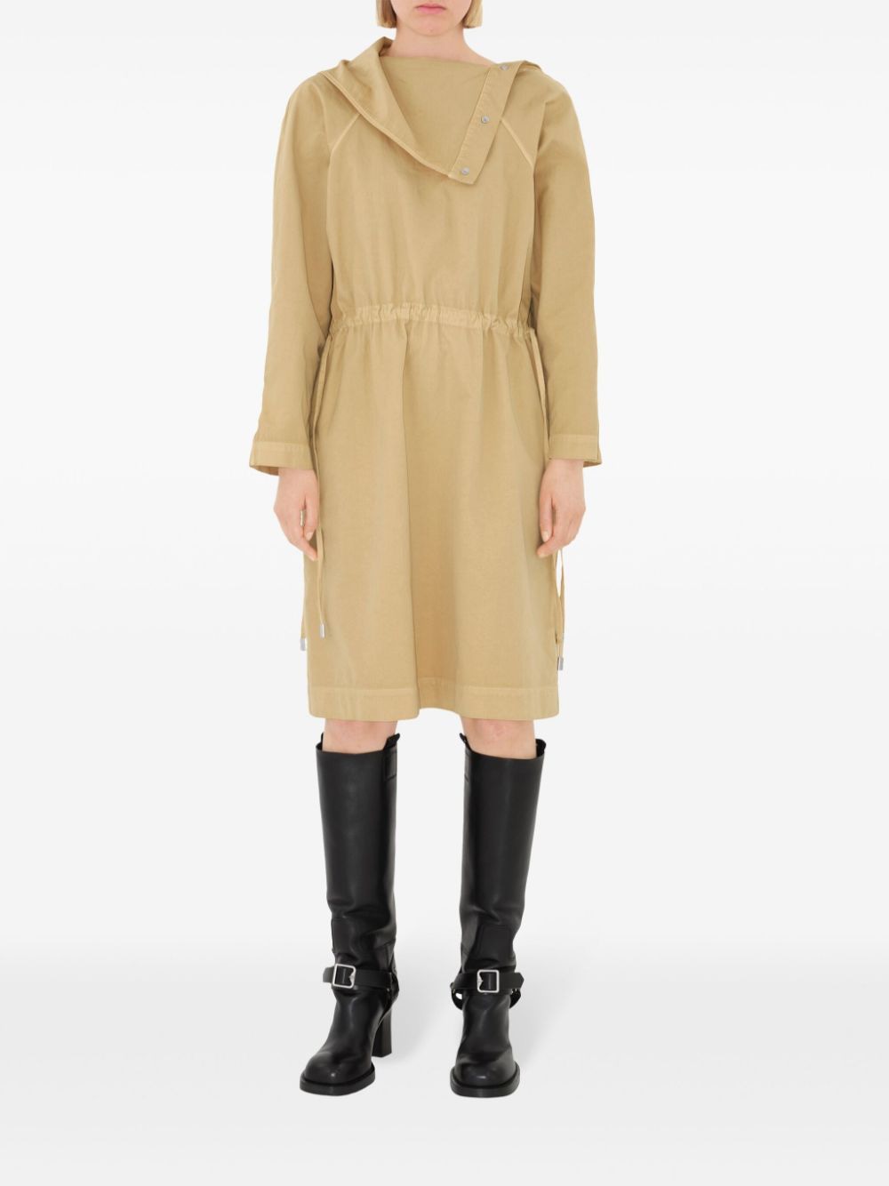 BURBERRY Oversized Wool Silk Dress with Drawstring Waist - Long Sleeves