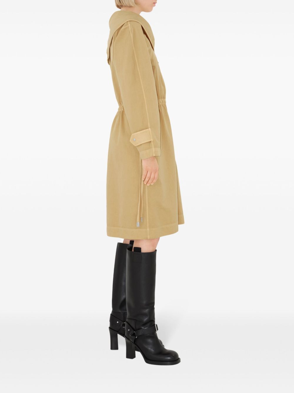 BURBERRY Oversized Wool Silk Dress with Drawstring Waist - Long Sleeves