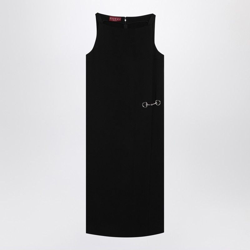 GUCCI Sleek Sleeveless Viscose Sablé Dress with Horsebit Detail