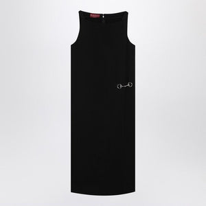 GUCCI Sleek Sleeveless Viscose Sablé Dress with Horsebit Detail