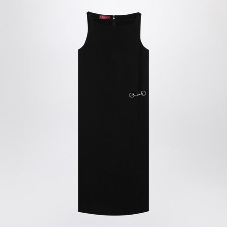 GUCCI Sleek Sleeveless Viscose Sablé Dress with Horsebit Detail