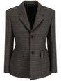 BALENCIAGA Women's Hourglass Check Pattern Fitted Jacket with Two-Button Closure