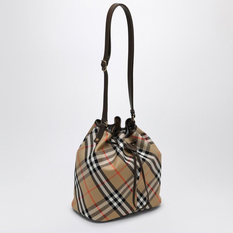 BURBERRY Media Check Bucket Handbag - 27.5cm x 29cm x 16cm