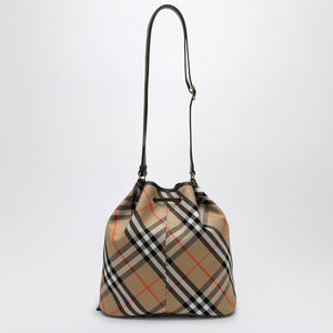 BURBERRY Media Check Bucket Handbag - 27.5cm x 29cm x 16cm