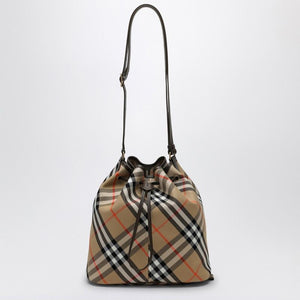 BURBERRY Media Check Bucket Handbag - 27.5cm x 29cm x 16cm