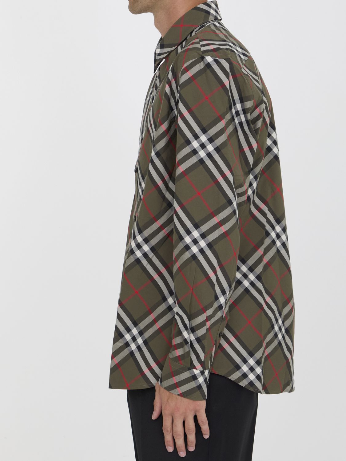 BURBERRY Oversized Check Shirt in Military Green