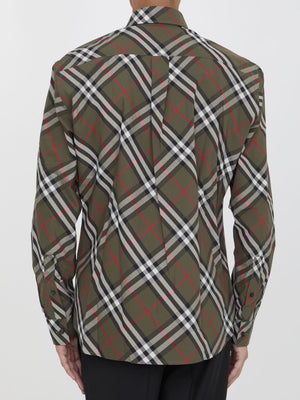 BURBERRY Oversized Check Shirt in Military Green