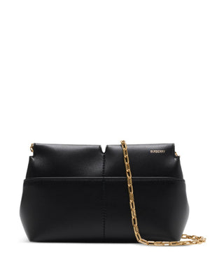 BURBERRY Mini Elegant Chain Clutch Handbag in Black Leather