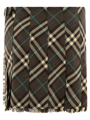 BURBERRY Women's A-Line Wool Blend Mini Kilt