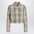 BURBERRY Check Patterned Cropped Denim Jacket