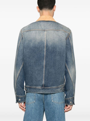 ALEXANDER MCQUEEN Denim Jacket with Suede Collar - SS25 Men's Collection