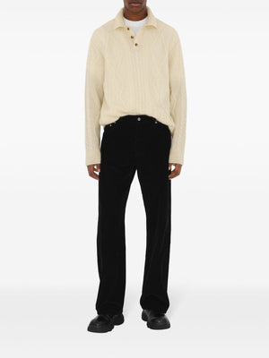 BURBERRY Polo Shirt in White Cable Knit - Straight Cut for Men