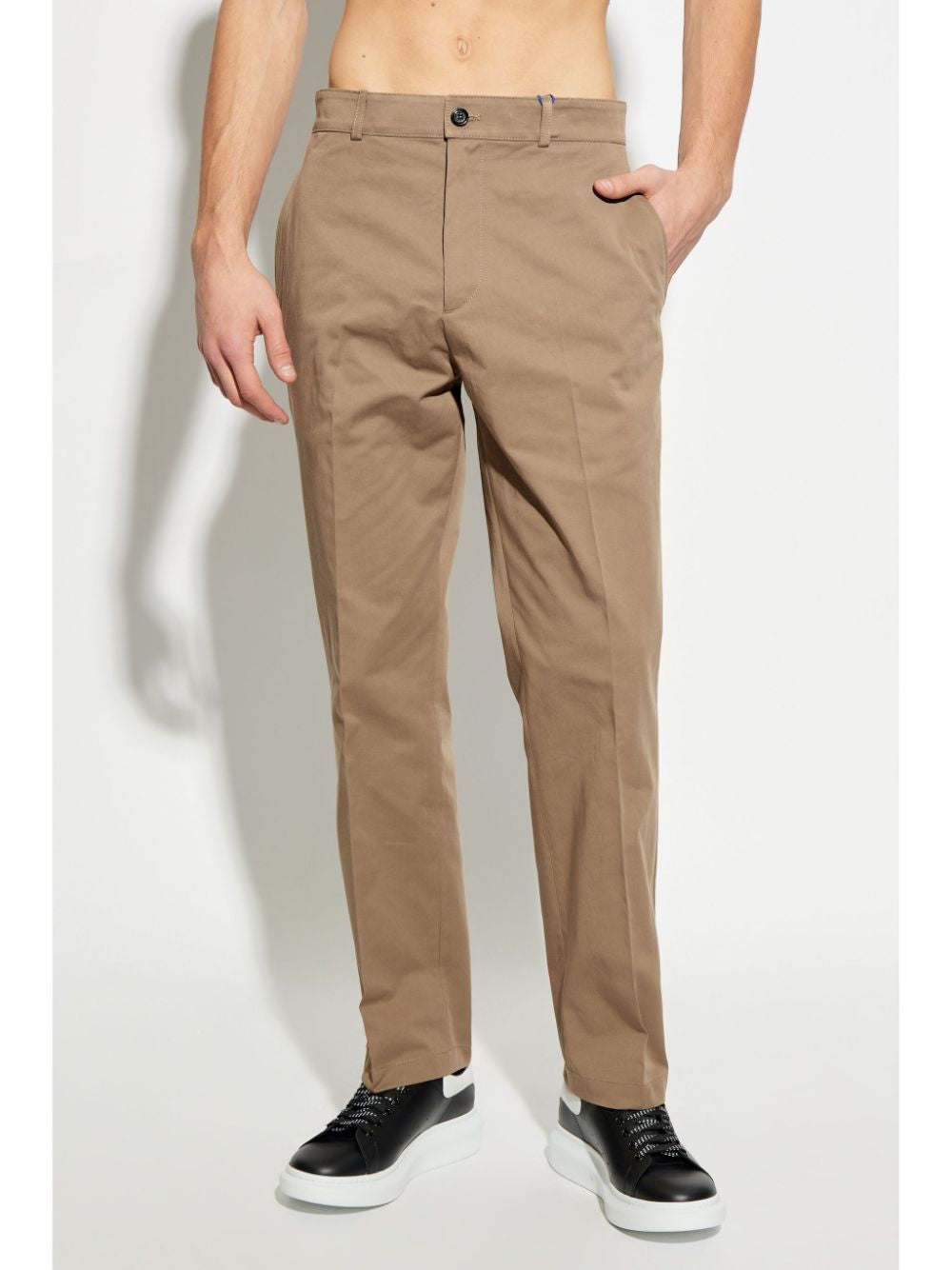 BURBERRY Slim Fit Chino Pants with Equestrian Embroidery