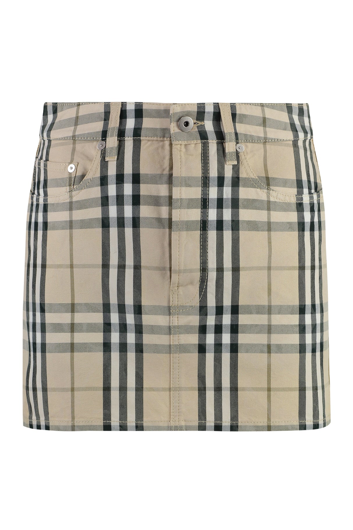 BURBERRY Chic Cotton Mini Skirt with Check Motif