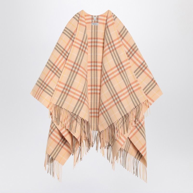 BURBERRY Check Pattern Wool and Cashmere Cape