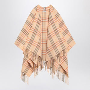 BURBERRY Check Pattern Wool and Cashmere Cape