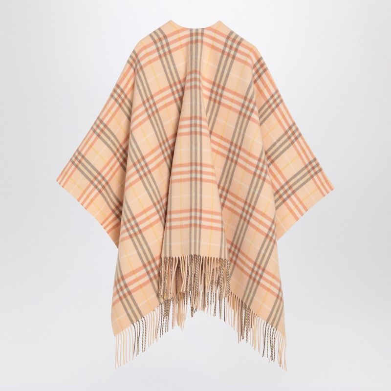 BURBERRY Check Pattern Wool and Cashmere Cape