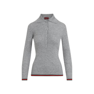 GUCCI Cashmere and Silk Polo Knit Top for Women