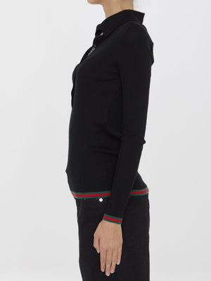 GUCCI Ribbed Cashmere and Silk Jumper with Polo Collar - Tight Fit