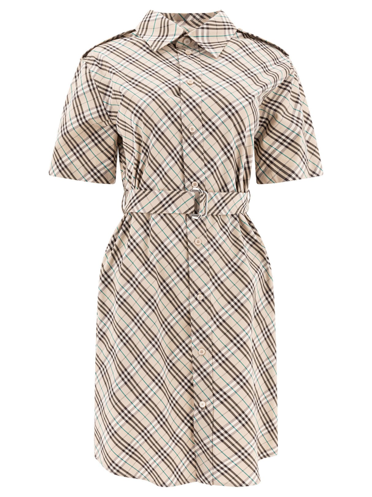 BURBERRY Mini Check Cotton Shirt Dress