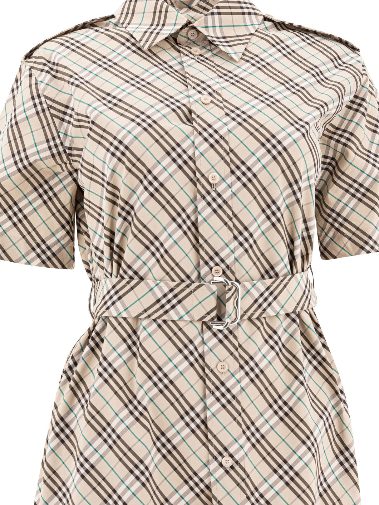 BURBERRY Mini Check Cotton Shirt Dress