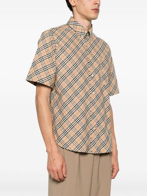 BURBERRY Check Motif Button-Down Shirt for Men