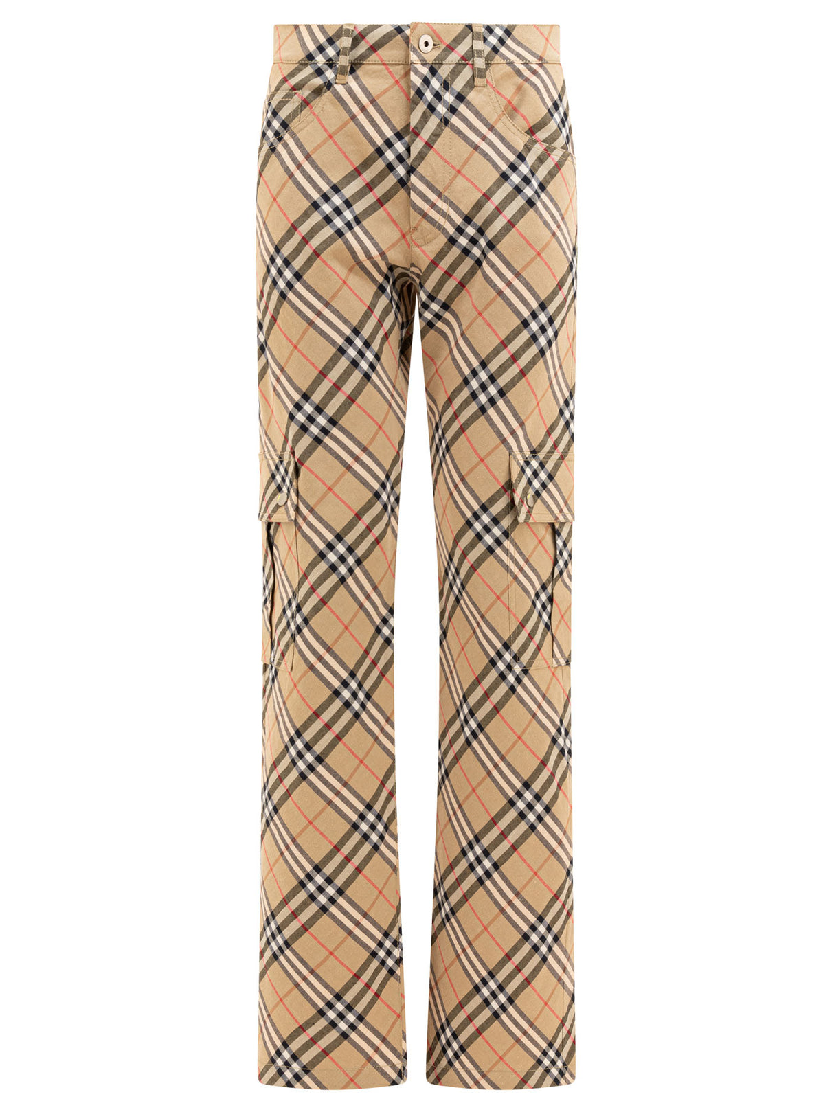 BURBERRY Checkered Design Straight Leg Cargo Pants for Women