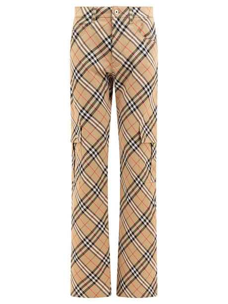 BURBERRY Checkered Design Straight Leg Cargo Pants for Women