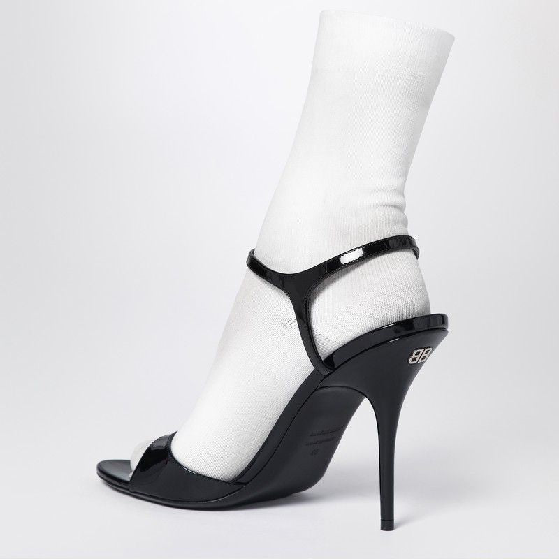 BALENCIAGA Avenue Sock Mini Sandal in Patent Leather and Mesh