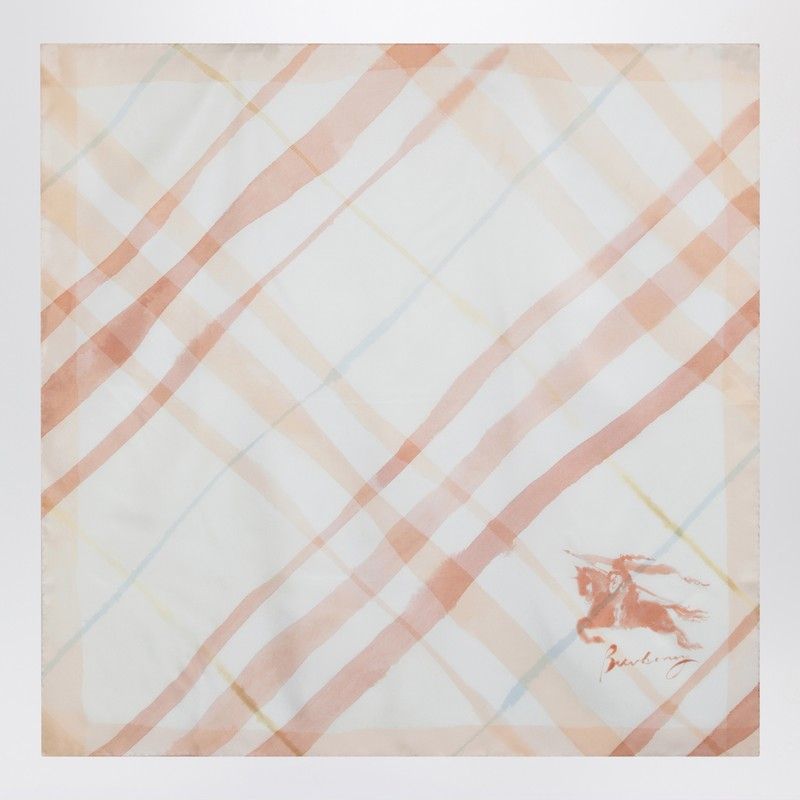 BURBERRY Silk Scarf with Watercolor Effect Check Pattern