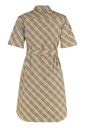 BURBERRY Checked Cotton Shirtdress with Coordinated Waist Belt