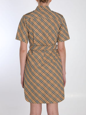 BURBERRY Short-Sleeve Mini Check Dress with Belt