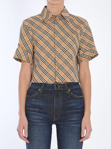 BURBERRY Check Cropped Shirt for Women - Regular Fit