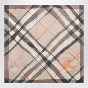 BURBERRY Silk Scarf with Watercolor Effect Check Pattern