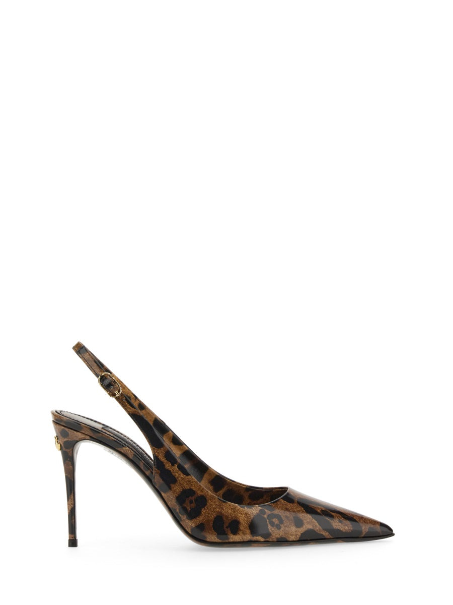 DOLCE & GABBANA Elegant Leather Sling Back Heels - 8 cm