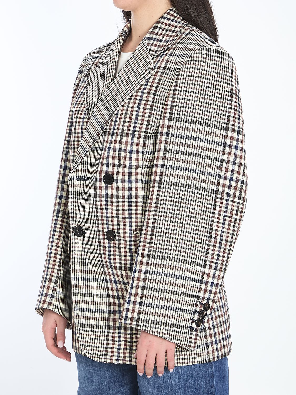 BOTTEGA VENETA Double-Breasted Oversized Check Blazer (IT 38)