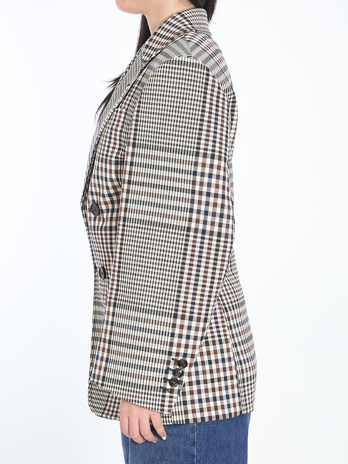 BOTTEGA VENETA Double-Breasted Oversized Check Blazer (IT 38)