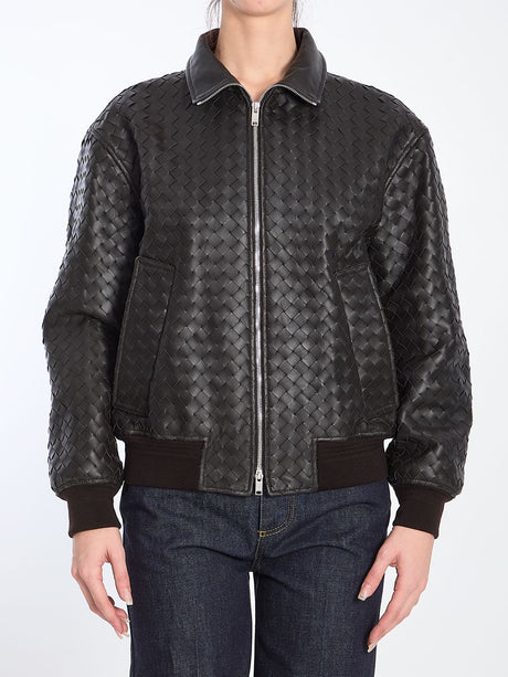 BOTTEGA VENETA Intreccio Motif Bomber Jacket - Size IT 40