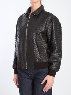 BOTTEGA VENETA Intreccio Motif Bomber Jacket - Size IT 40