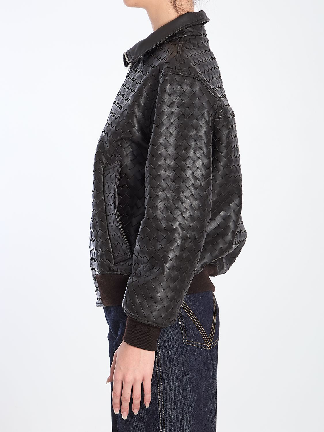 BOTTEGA VENETA Intreccio Motif Bomber Jacket - Size IT 40