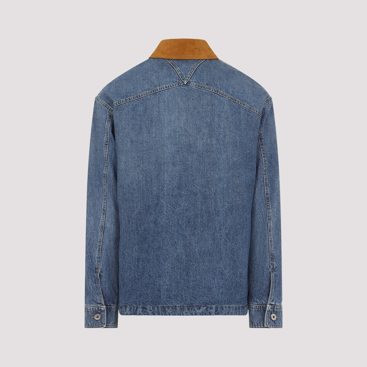 BOTTEGA VENETA Denim Jacket with Leather Collar for Men - SS25 Collection