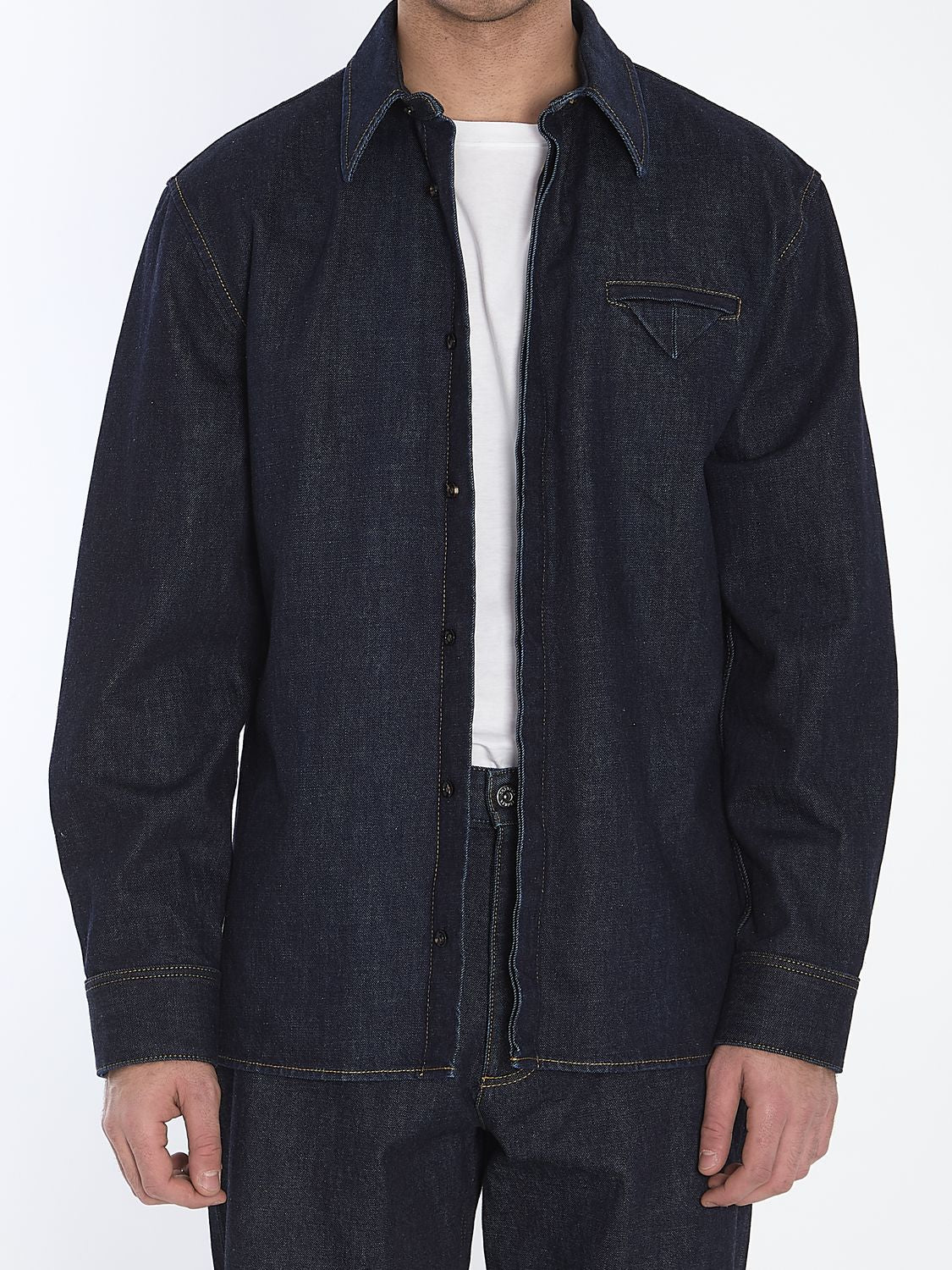 BOTTEGA VENETA Classic Denim Shirt with Front Pocket for Men