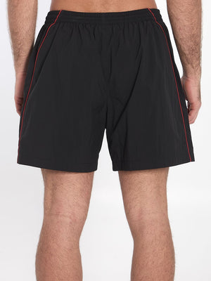 BALENCIAGA Tech Fabric Bermuda Shorts with Red Logo - Regular Fit