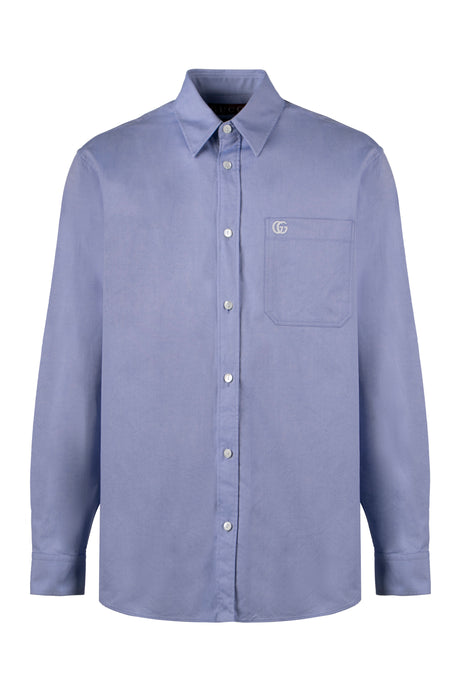 GUCCI Cotton-Oxford Shirt with Front Pocket for Men