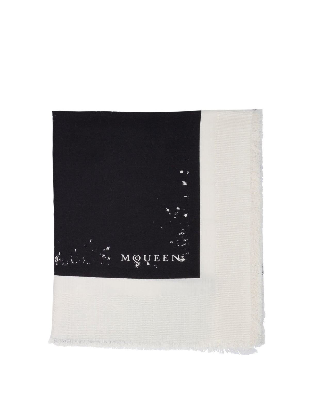 ALEXANDER MCQUEEN Frayed-Edge Logo Printed Scarf