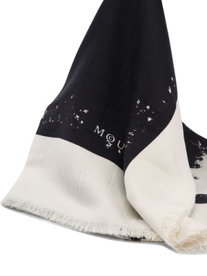 ALEXANDER MCQUEEN Frayed-Edge Logo Printed Scarf