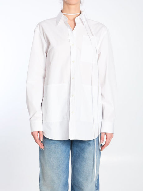 GUCCI Cotton Poplin Shirt with Self-Tie Neck Ribbon - Size 40