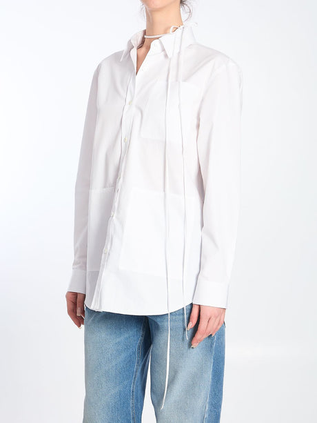 GUCCI Cotton Poplin Shirt with Self-Tie Neck Ribbon - Size 40