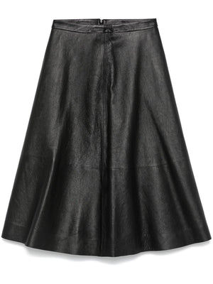 BALENCIAGA Flared Leather Mini Skirt with High Waist Design