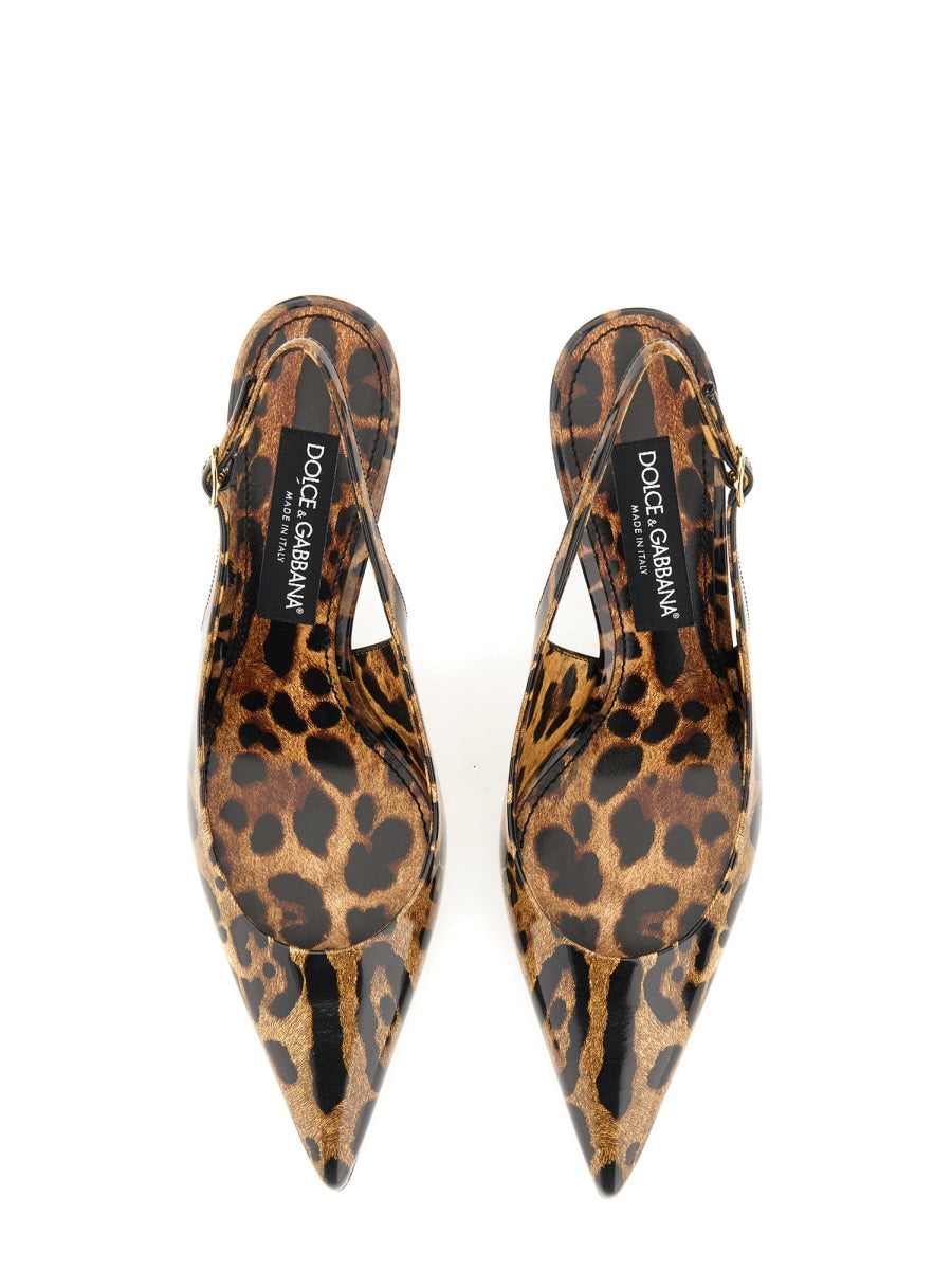 DOLCE & GABBANA Spotted Print Sling Back High Heels